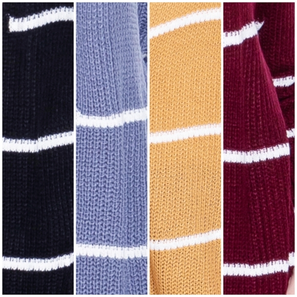 LAST 1❗️Cozy Chic Ochre Striped Longline Open Cardigan - Picture 5 of 7